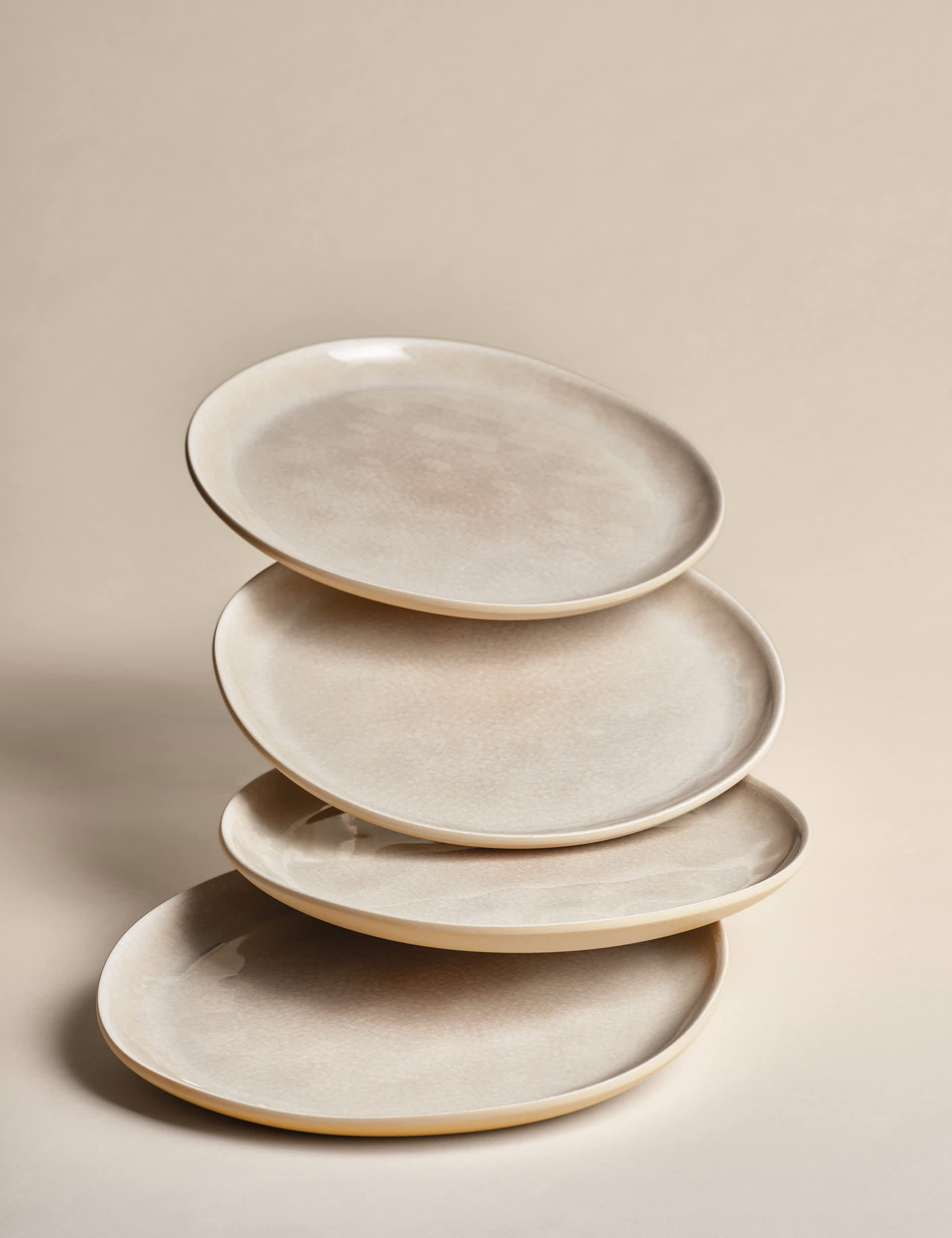 Set of 4 Linen Reactive picnic side plates (British brand)