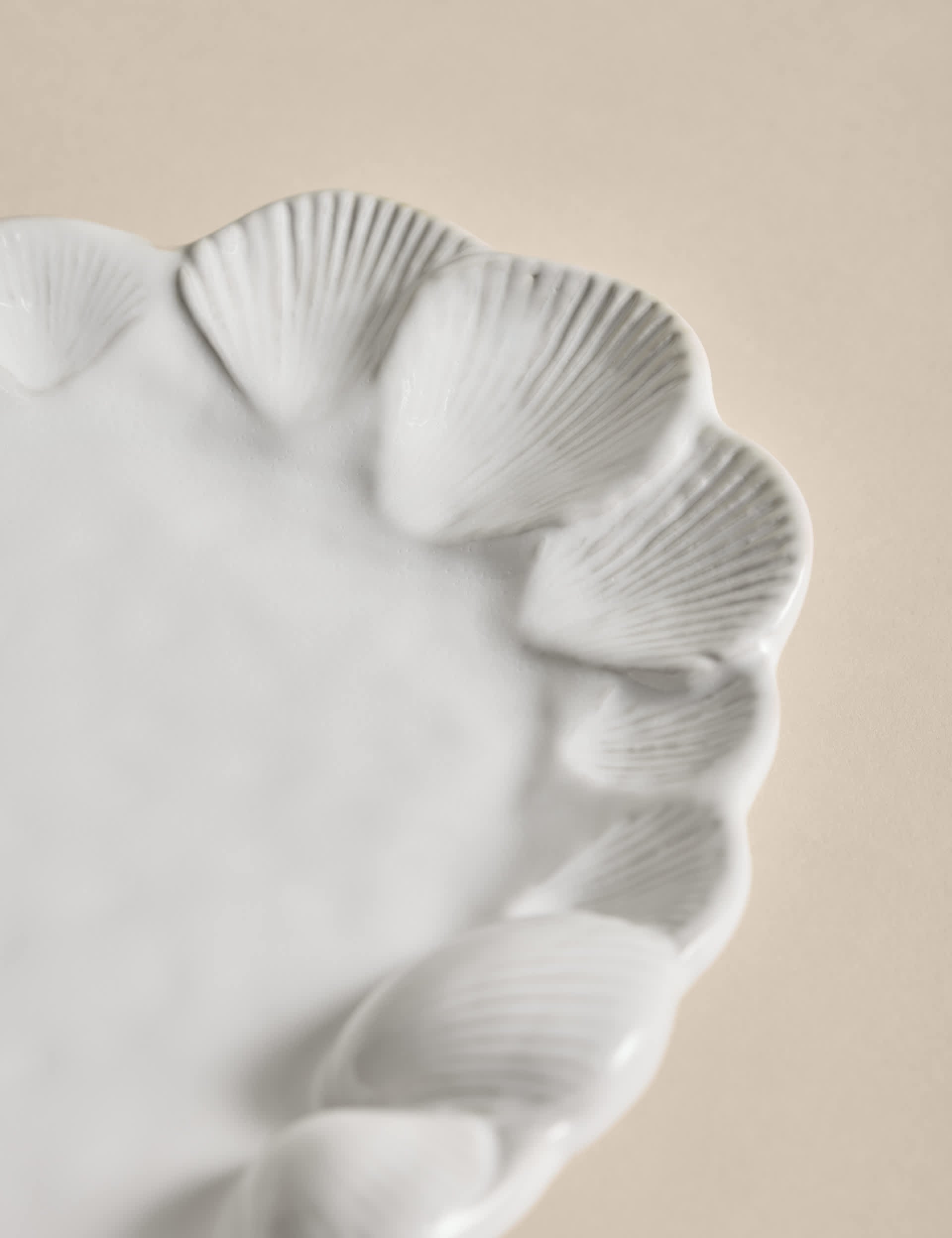 Coastal Bohemia stoneware serving platter with shell detail - British product