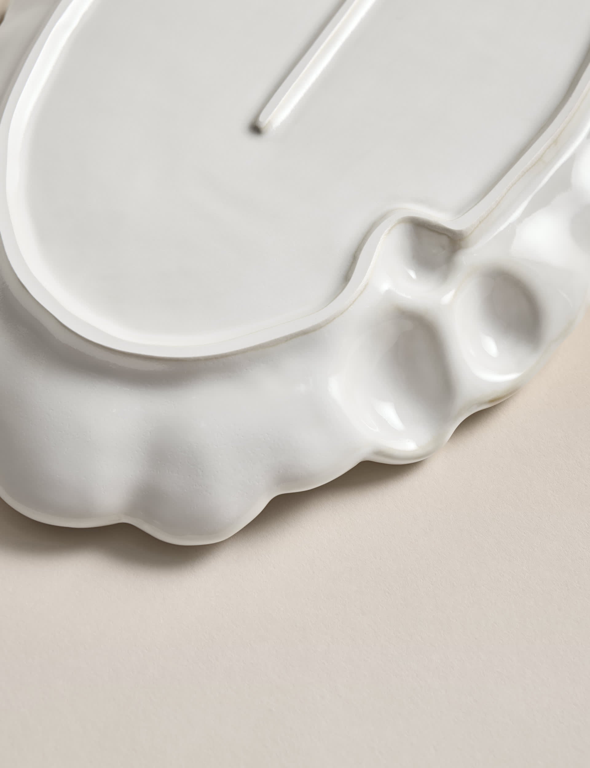 Coastal Bohemia stoneware serving platter with shell detail - British product