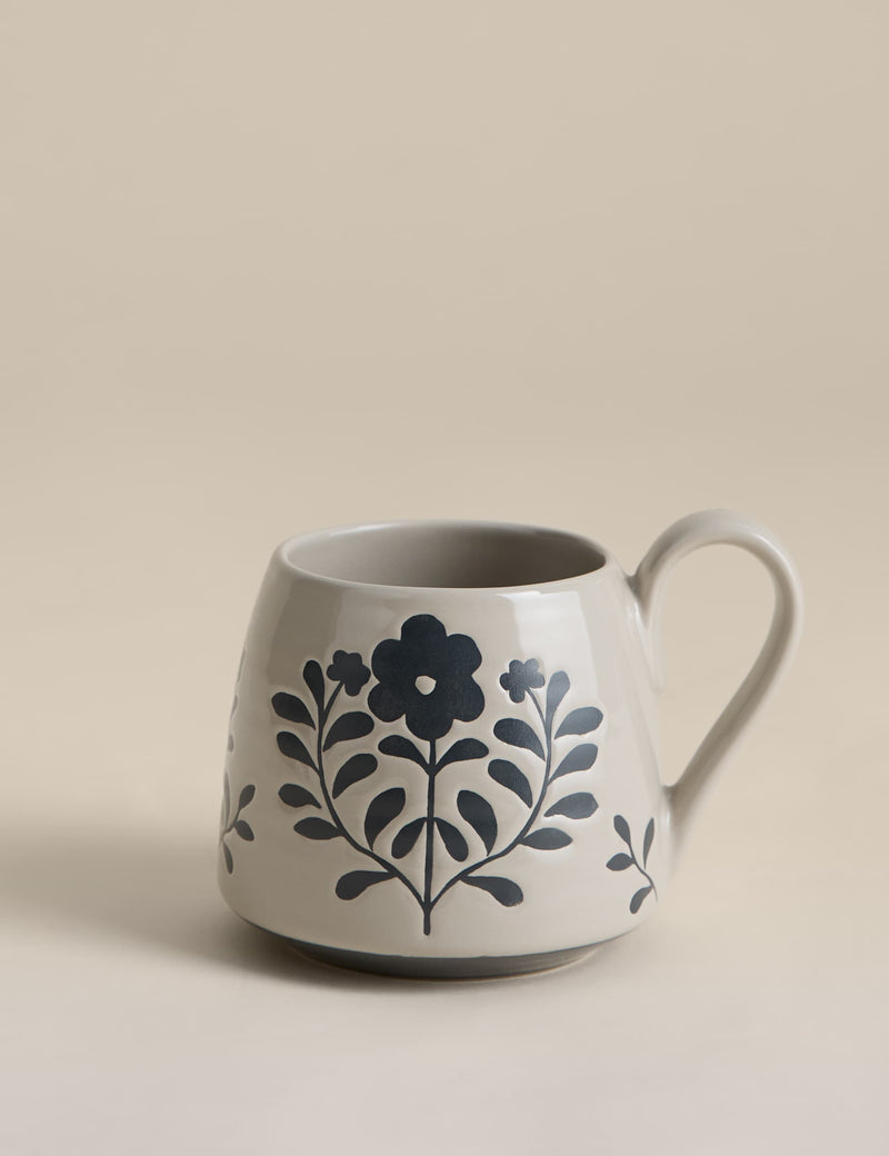 Floral Tapered Stoneware Mug - British product