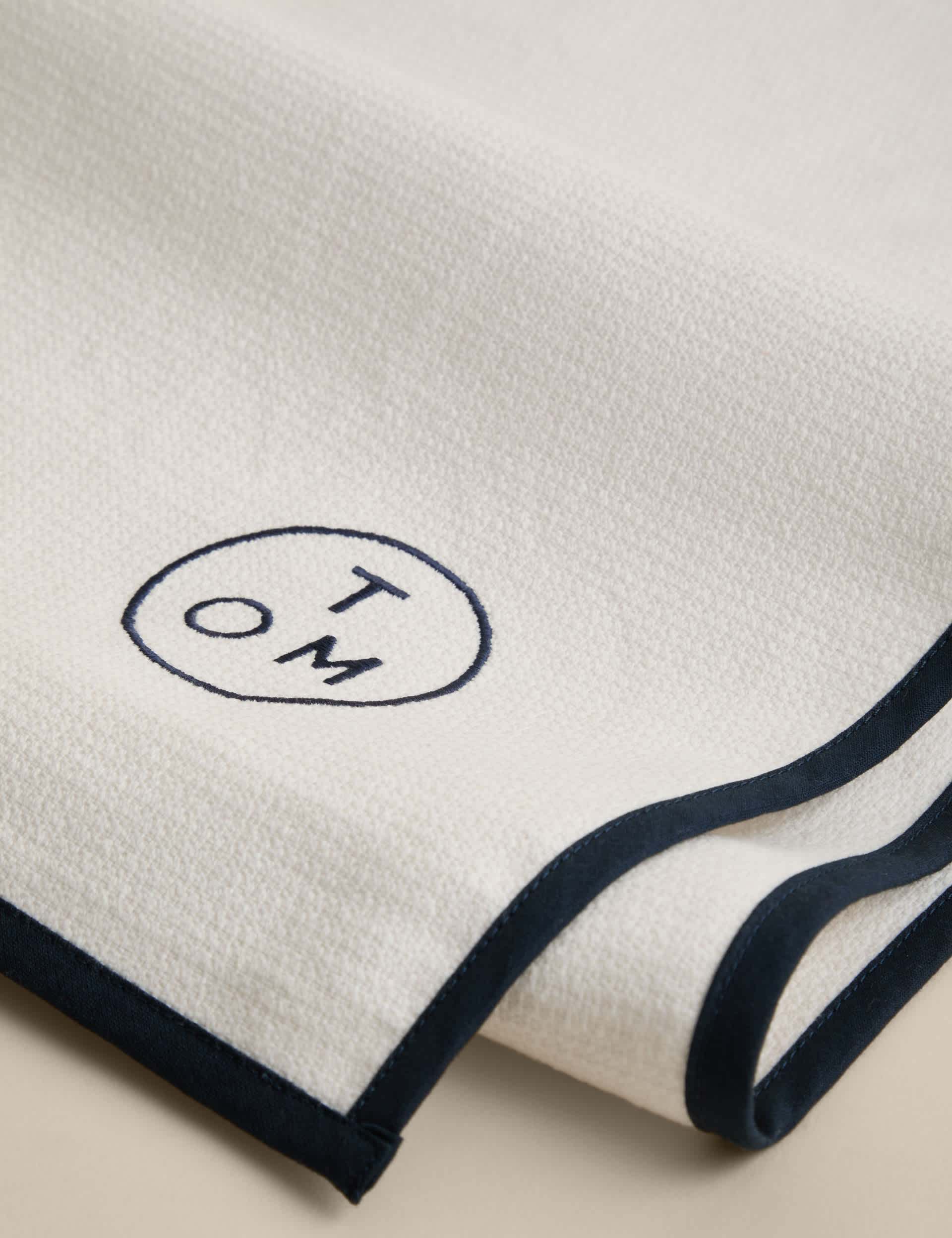 M&S X Tom Kerridge Navy Trim Chef's Cloth 50x103 cm, imported from the UK