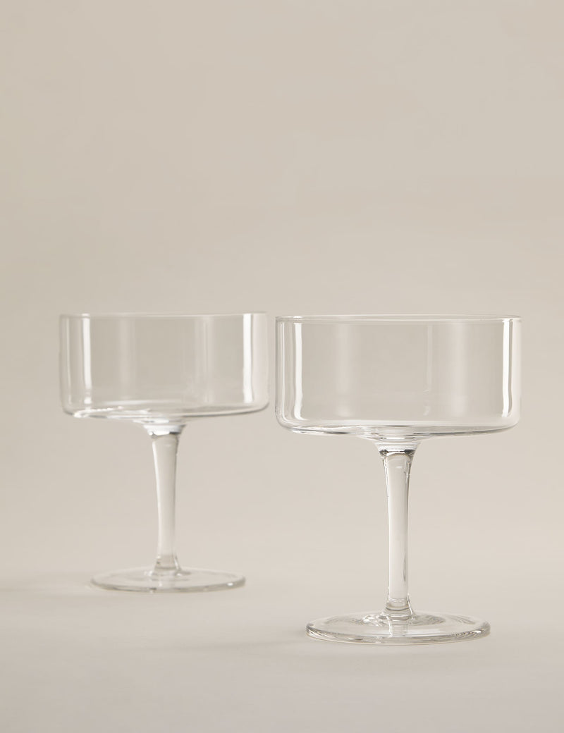 Set of 2 straight sided coupe glasses (British brand)