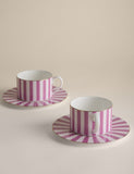 Bone china striped cups and saucers set - British product