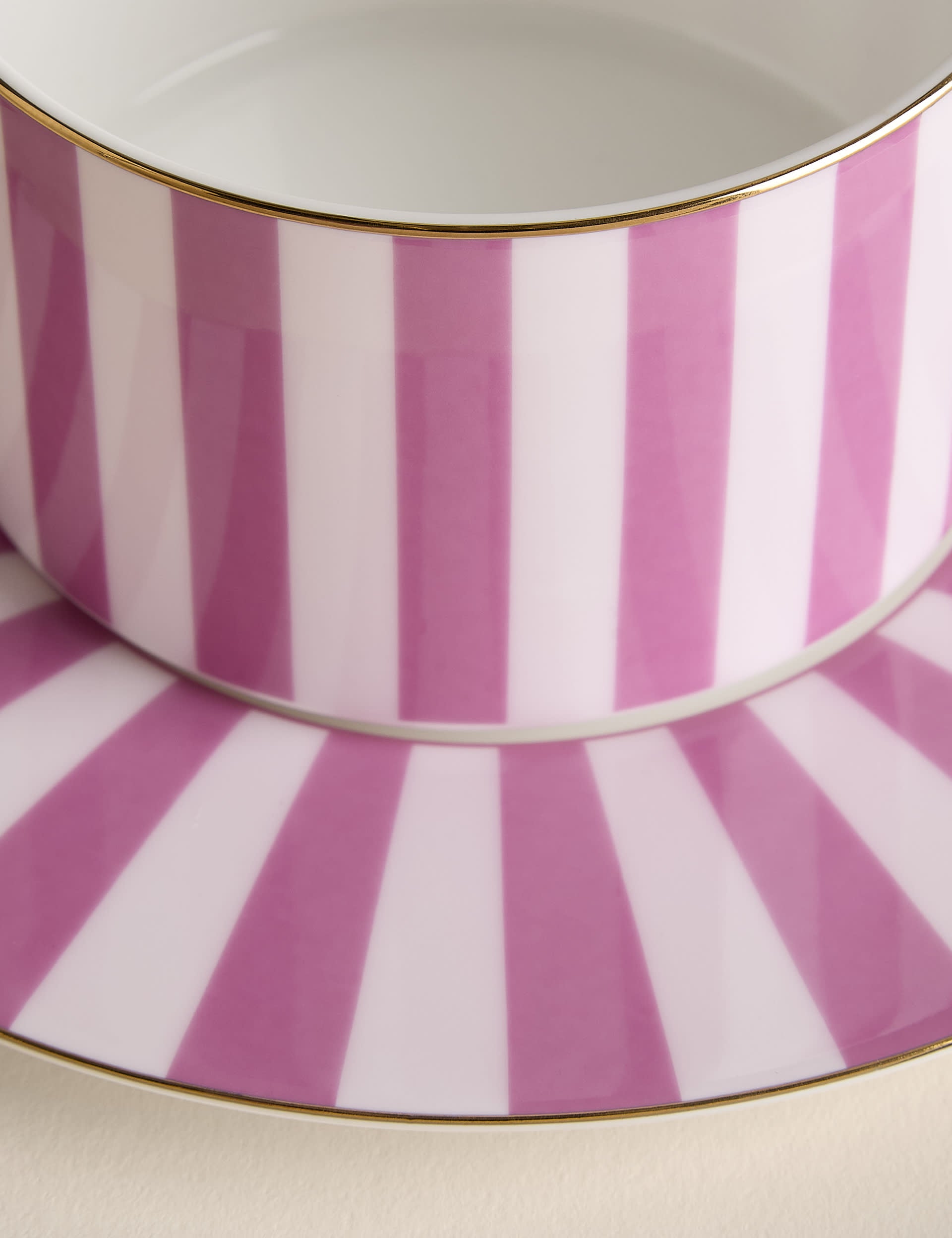 Bone china striped cups and saucers set - British product