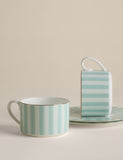 Bone China Striped Tea Cups & Saucers 2 Pack