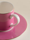 Bone china espresso cups and saucers with metallic rims, UK version