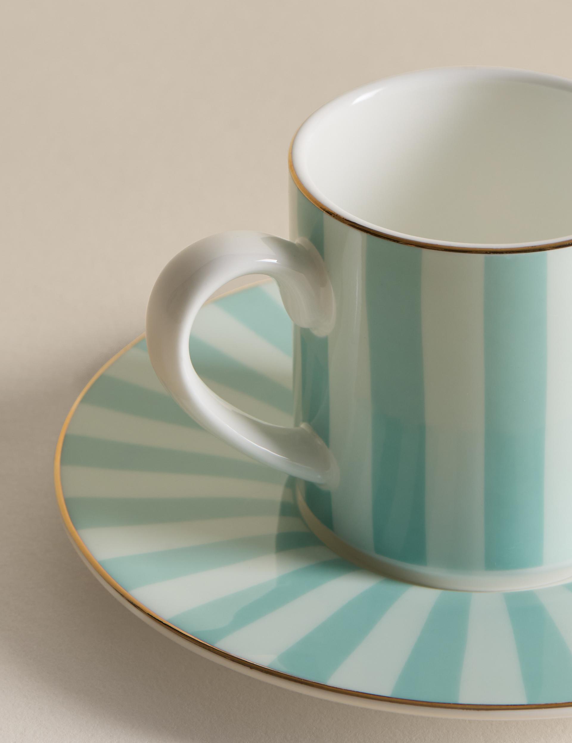 Bone china espresso cup and saucer set 2 pack (British brand)