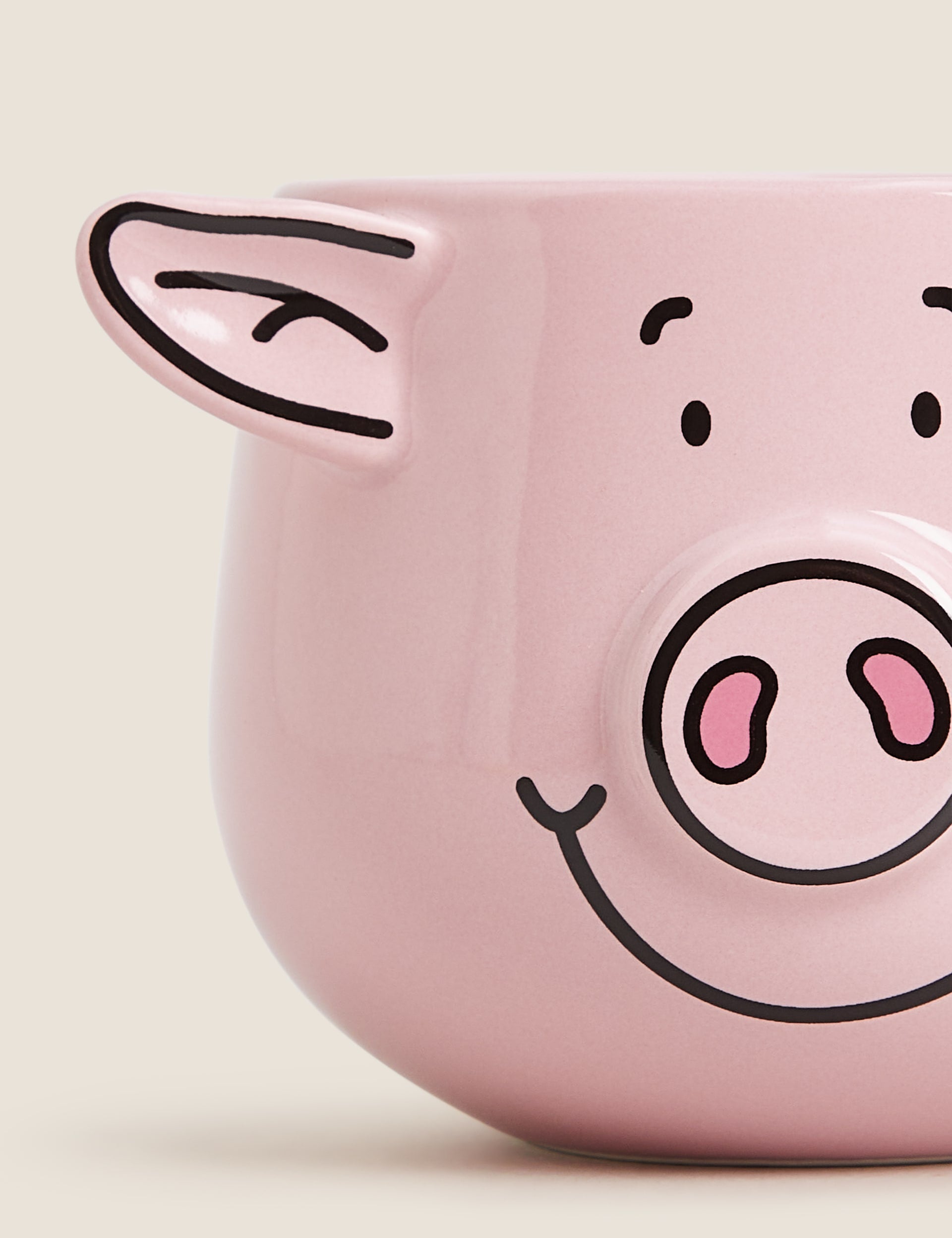 Percy Pig mug with 3D detailing and curly tail handle - British product