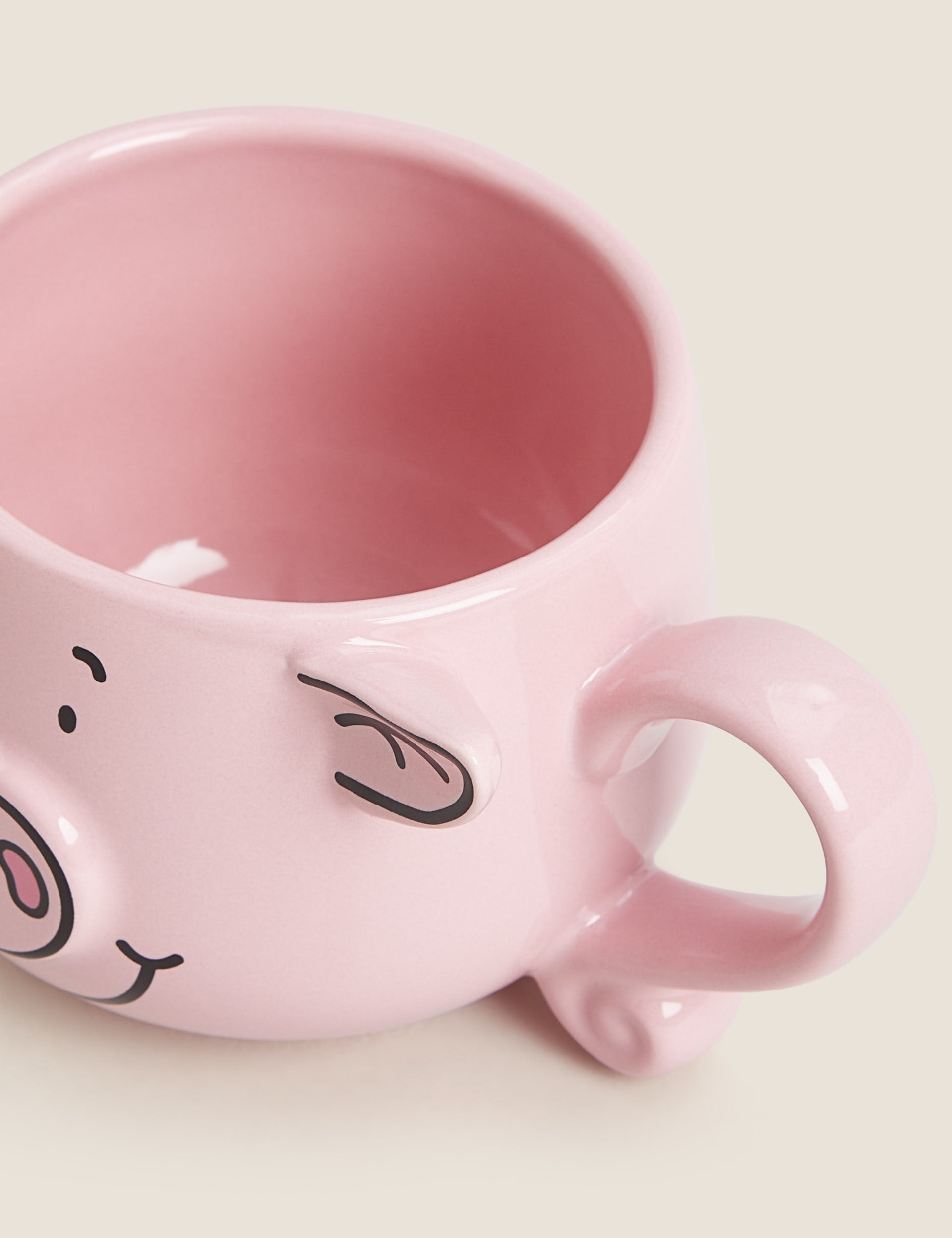 Percy Pig mug with 3D detailing and curly tail handle - British product