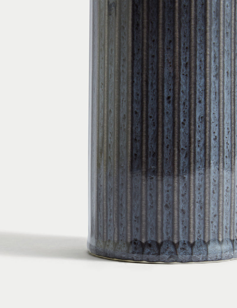 Ribbed Oil & Vinegar Pourer stoneware kitchen bottle, UK version