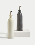 Ribbed Oil & Vinegar Pourer stoneware kitchen bottle, UK version
