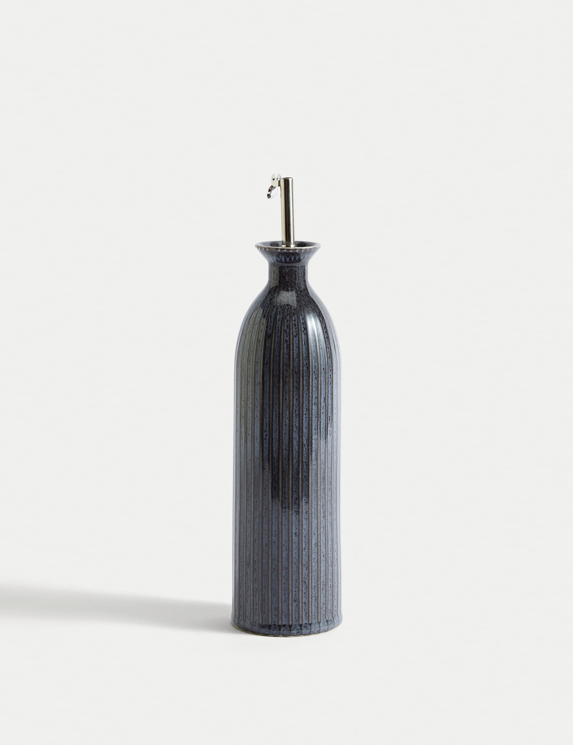 Ribbed Oil & Vinegar Pourer stoneware kitchen bottle, UK version