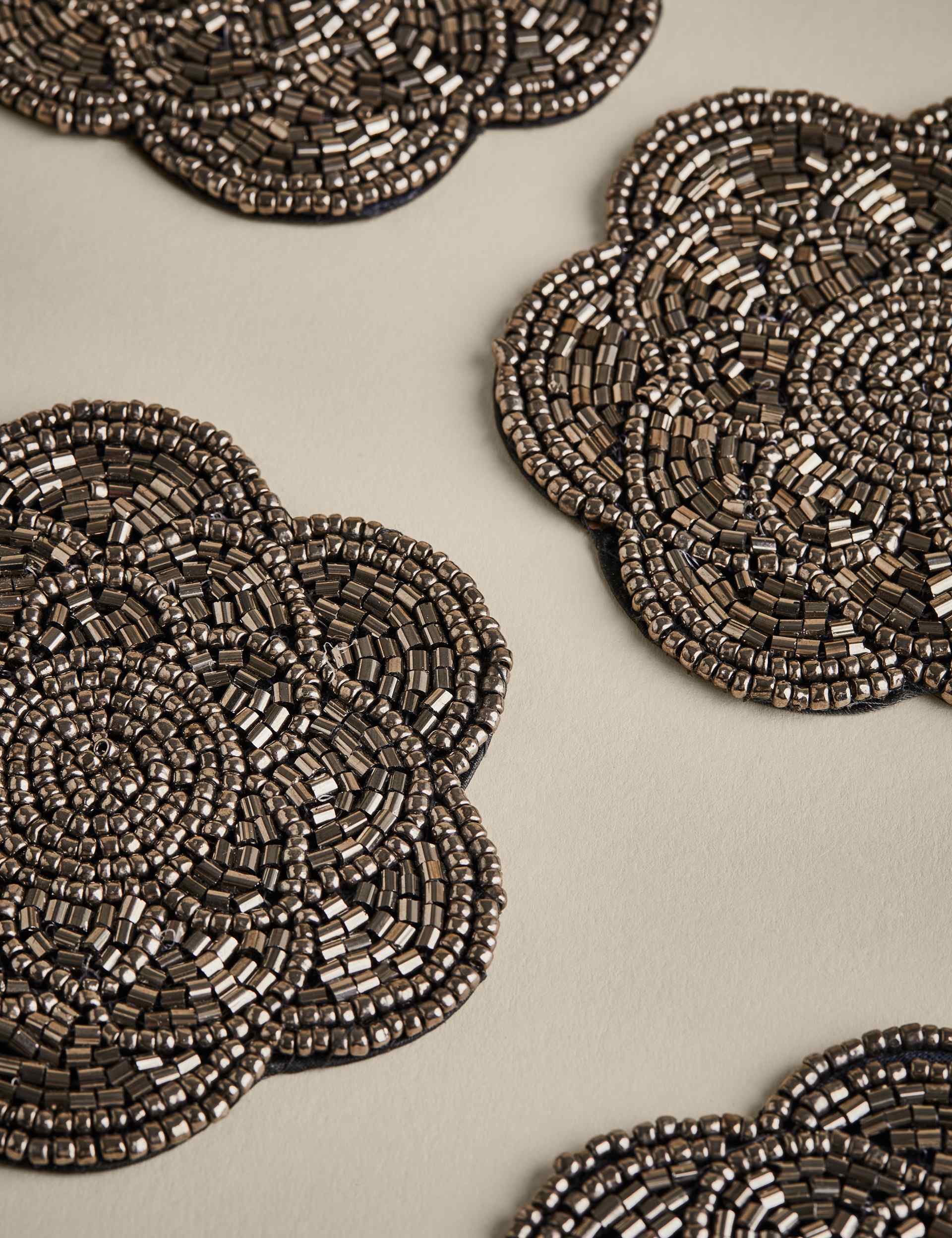 Set of 4 Beaded Scallop Coasters (British brand)