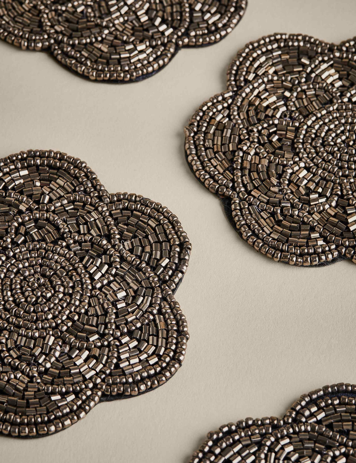 Set of 4 Beaded Scallop Coasters (British brand)