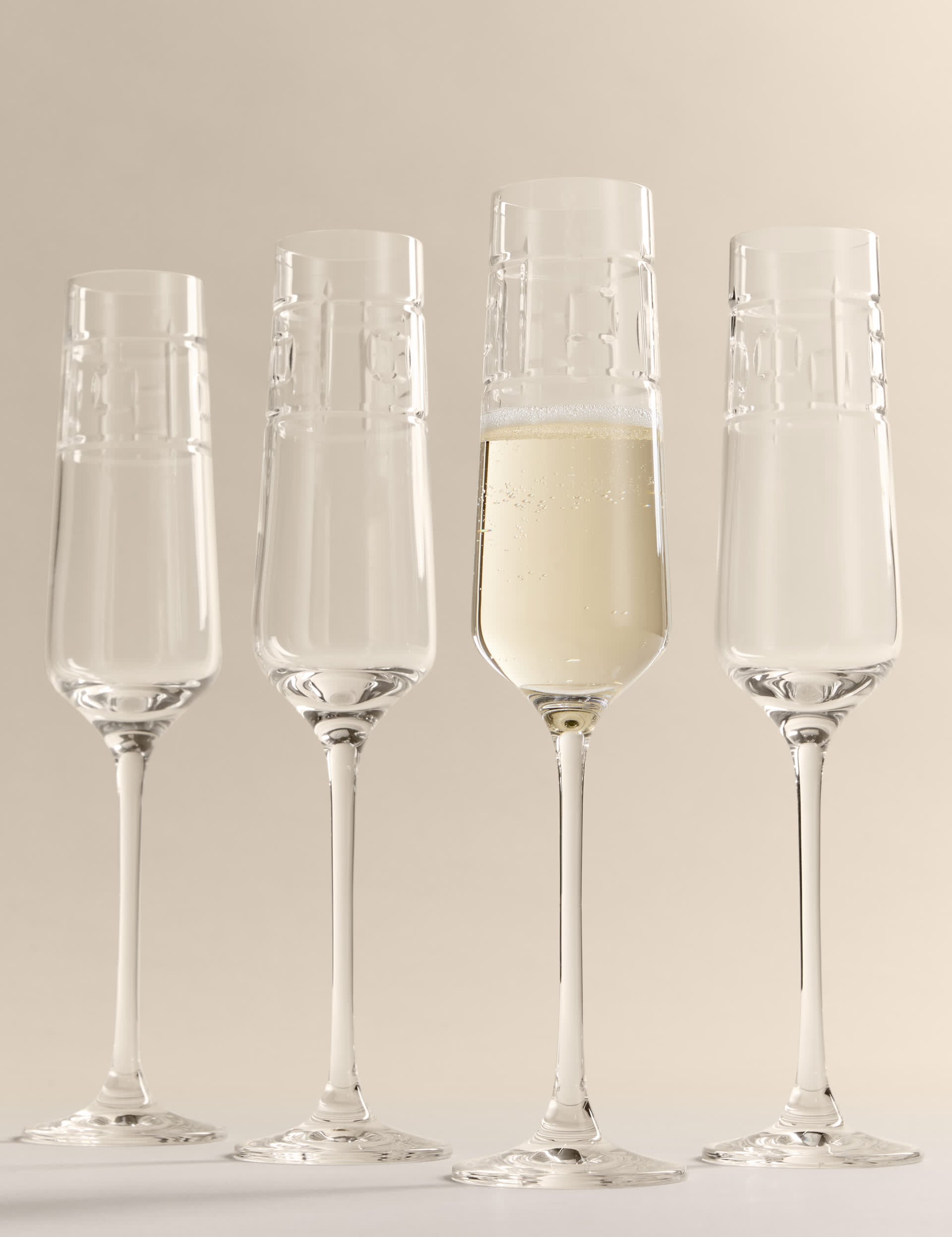 M&S etched champagne flutes set of 4 (British brand)