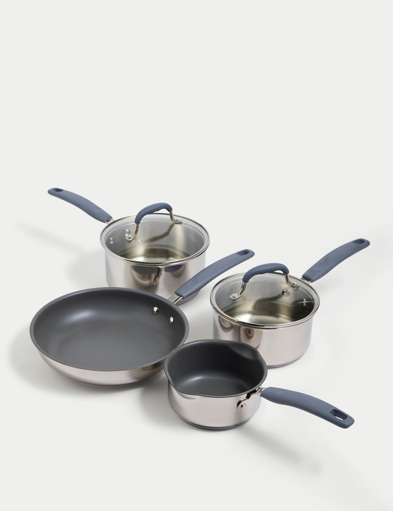 4 piece stainless steel pan set, imported from the UK