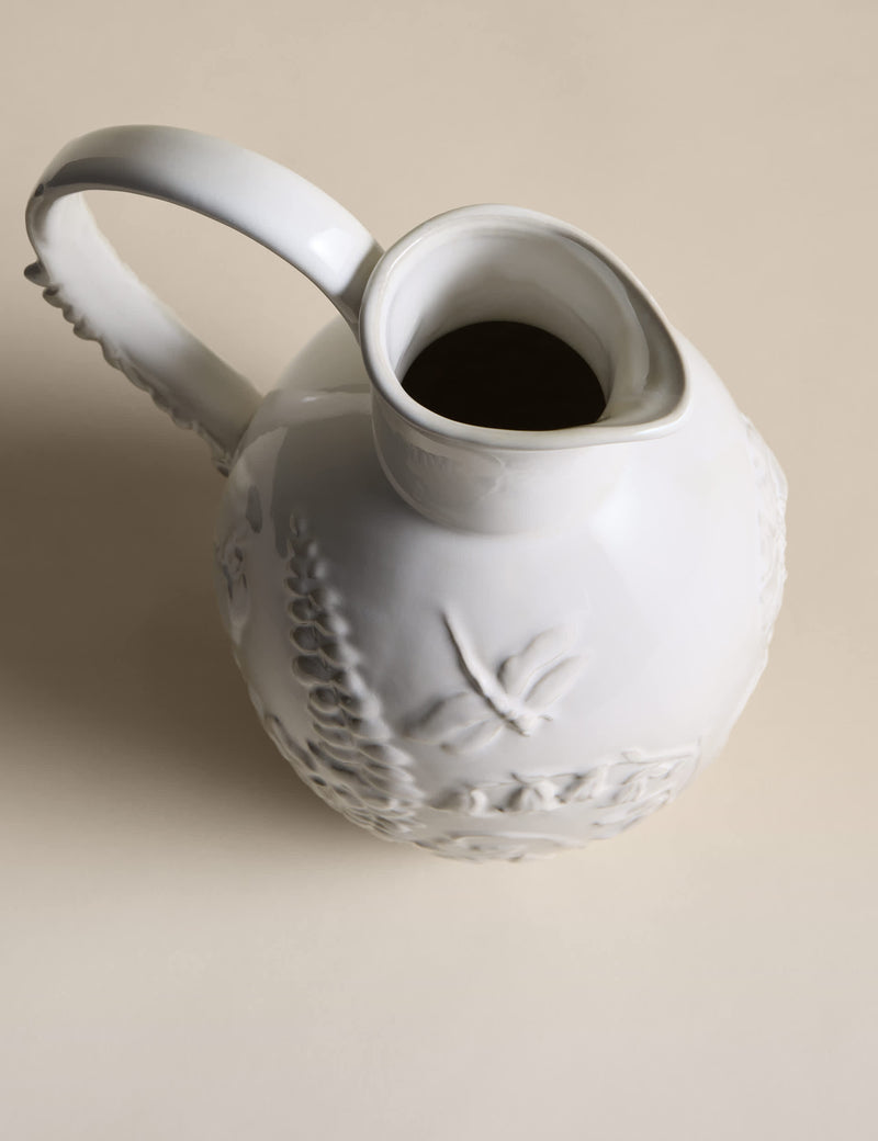 Spring Meadow stoneware jug with raised flowers - British product