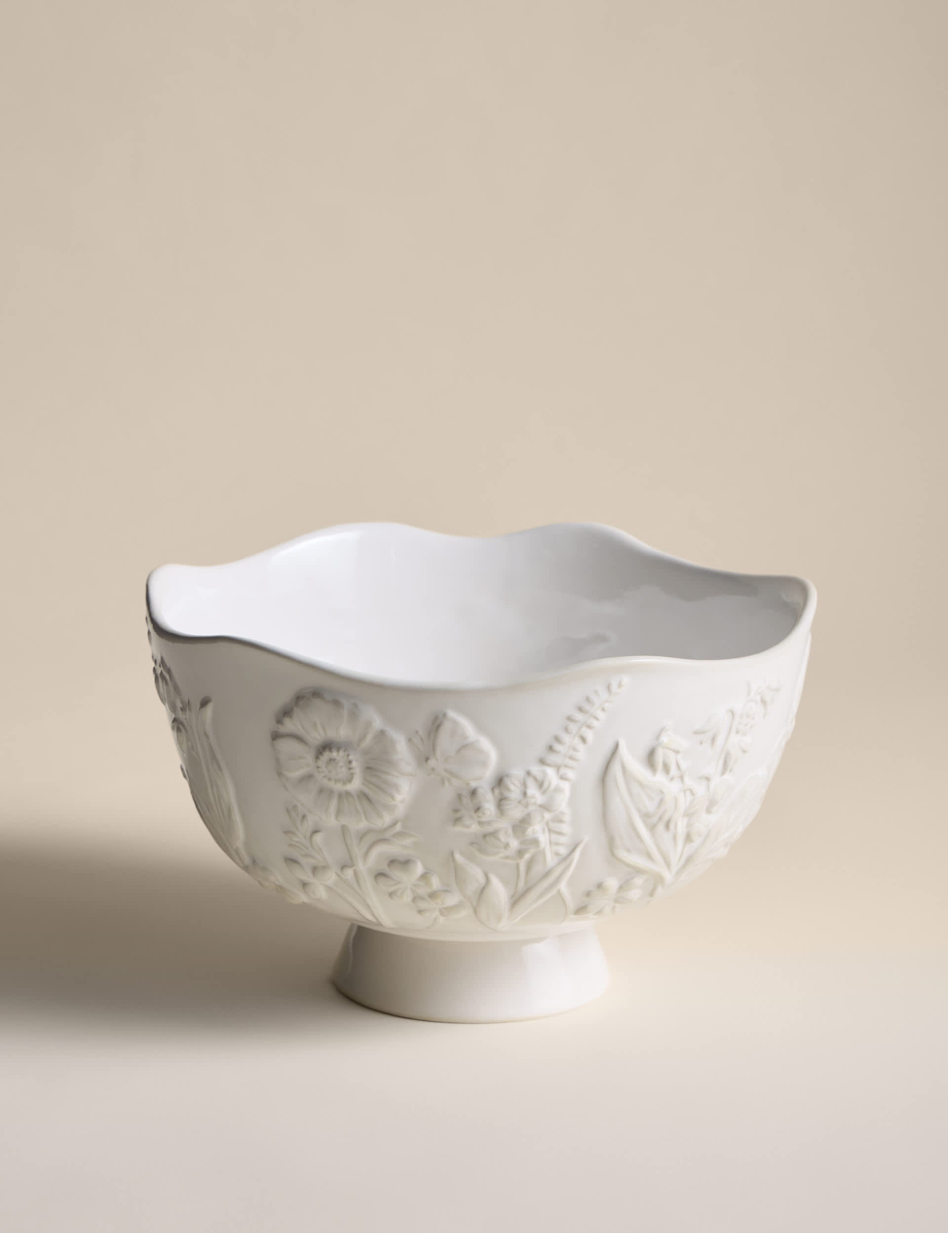 Spring Meadow footed serving bowl stoneware - British product