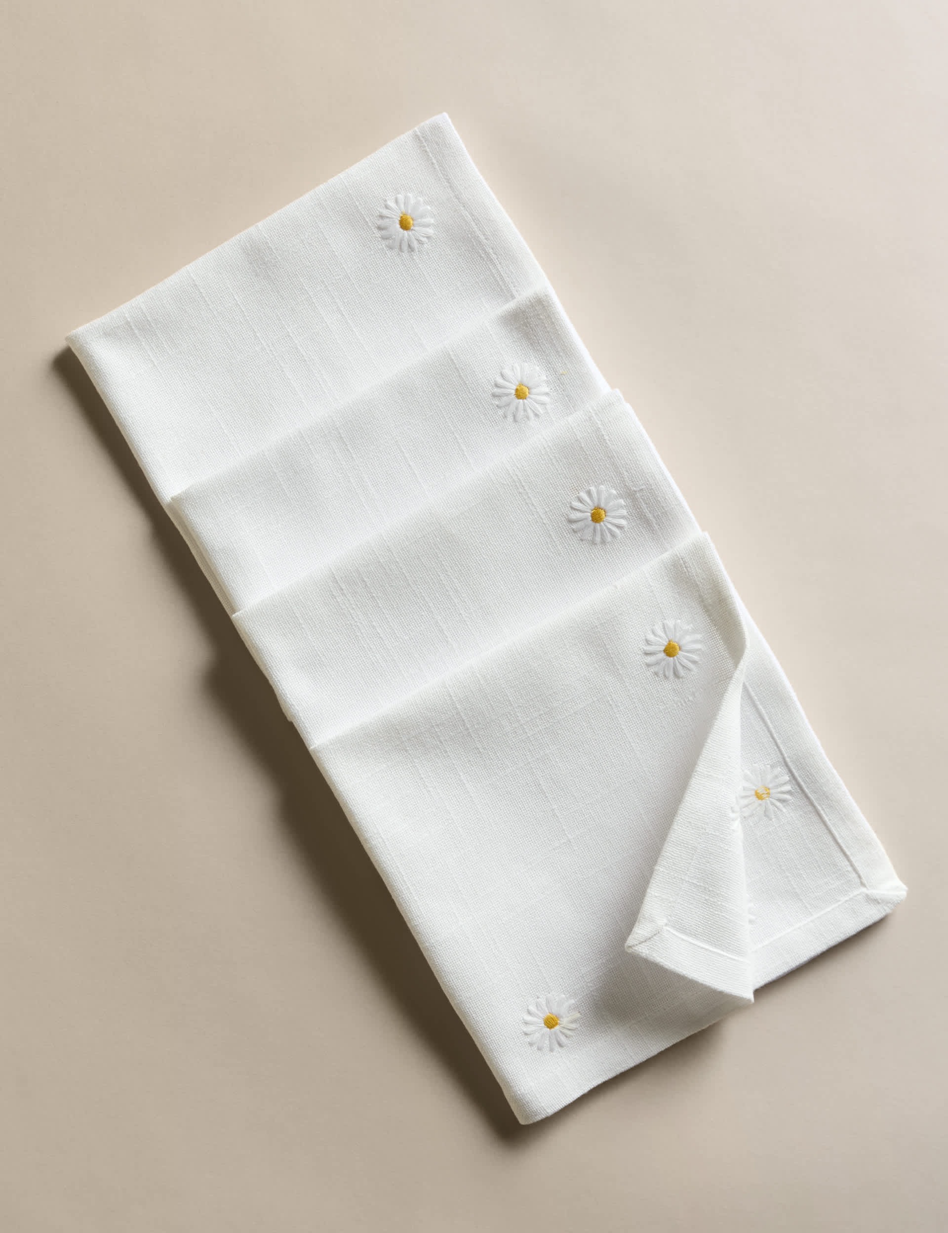 Cotton daisy napkins set of 4 embroidered - British product