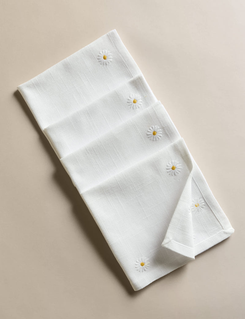 Cotton daisy napkins set of 4 embroidered - British product