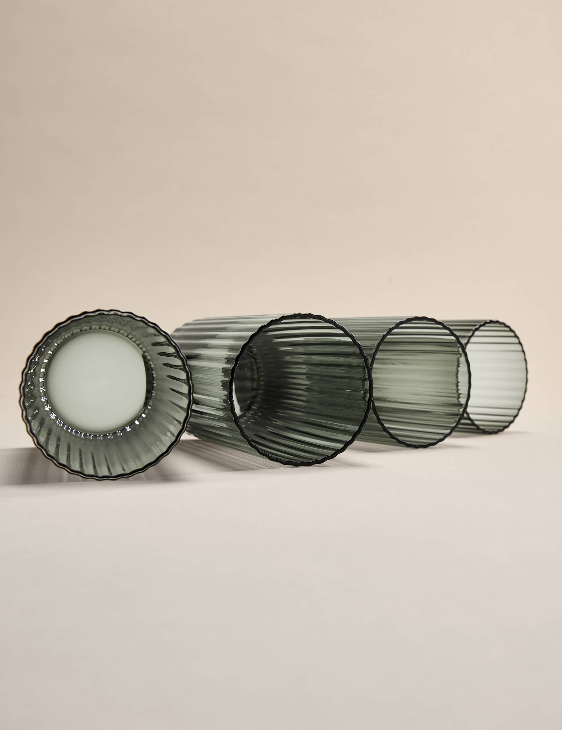 Celine Set of 4 Ribbed Hi Ball Drinking Glasses