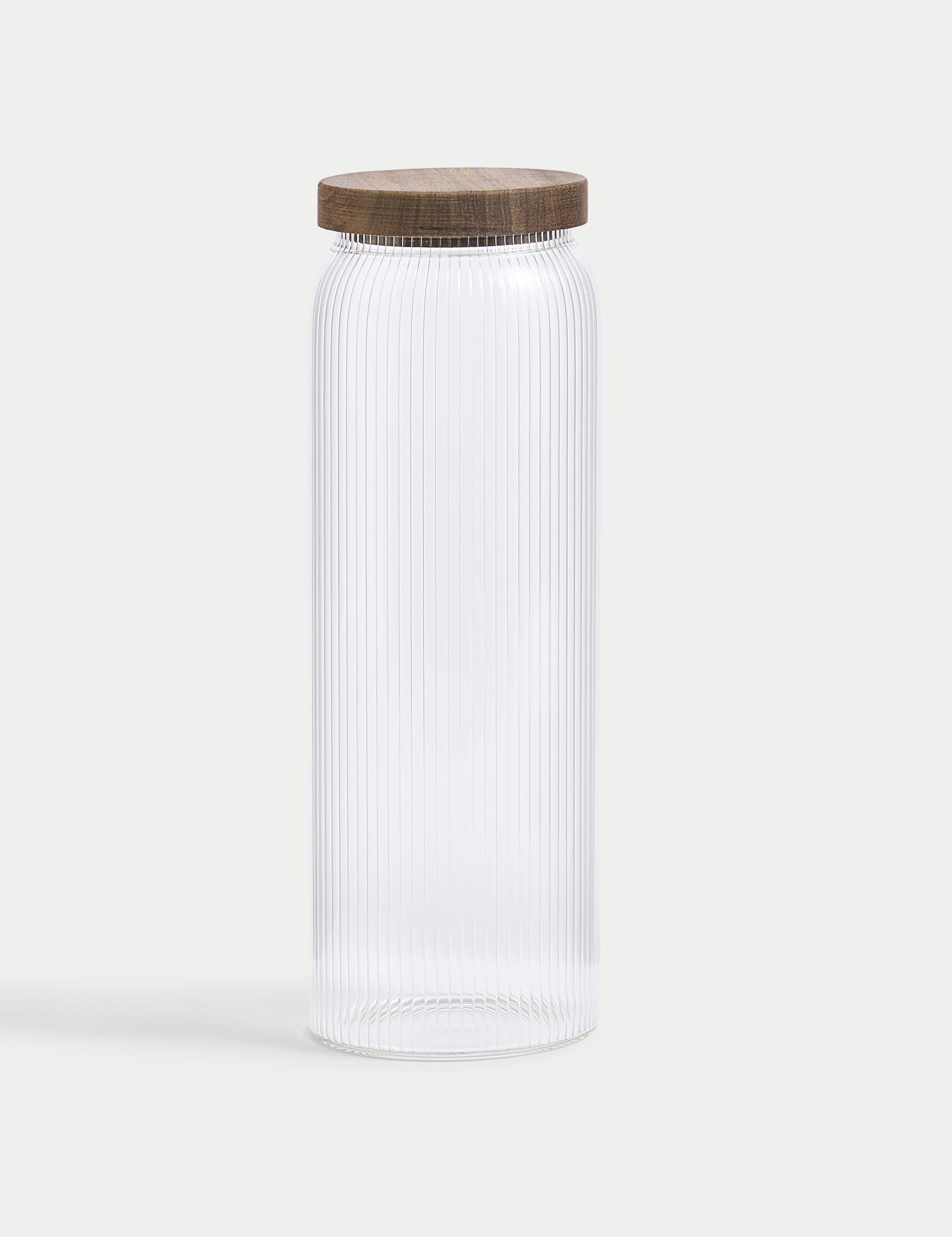 Extra Large Ribbed Glass Storage Jar