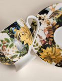 Striped floral porcelain cup and saucer 7.5 cm height, imported from the UK
