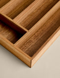 Wooden kitchen drawer organiser with five sections, UK version