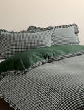 Pure cotton gingham ruffle bedding set single, imported from the UK