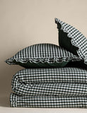 Pure cotton gingham ruffle bedding set single, imported from the UK