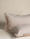 Pure cotton gingham ruffle bedding set single, imported from the UK