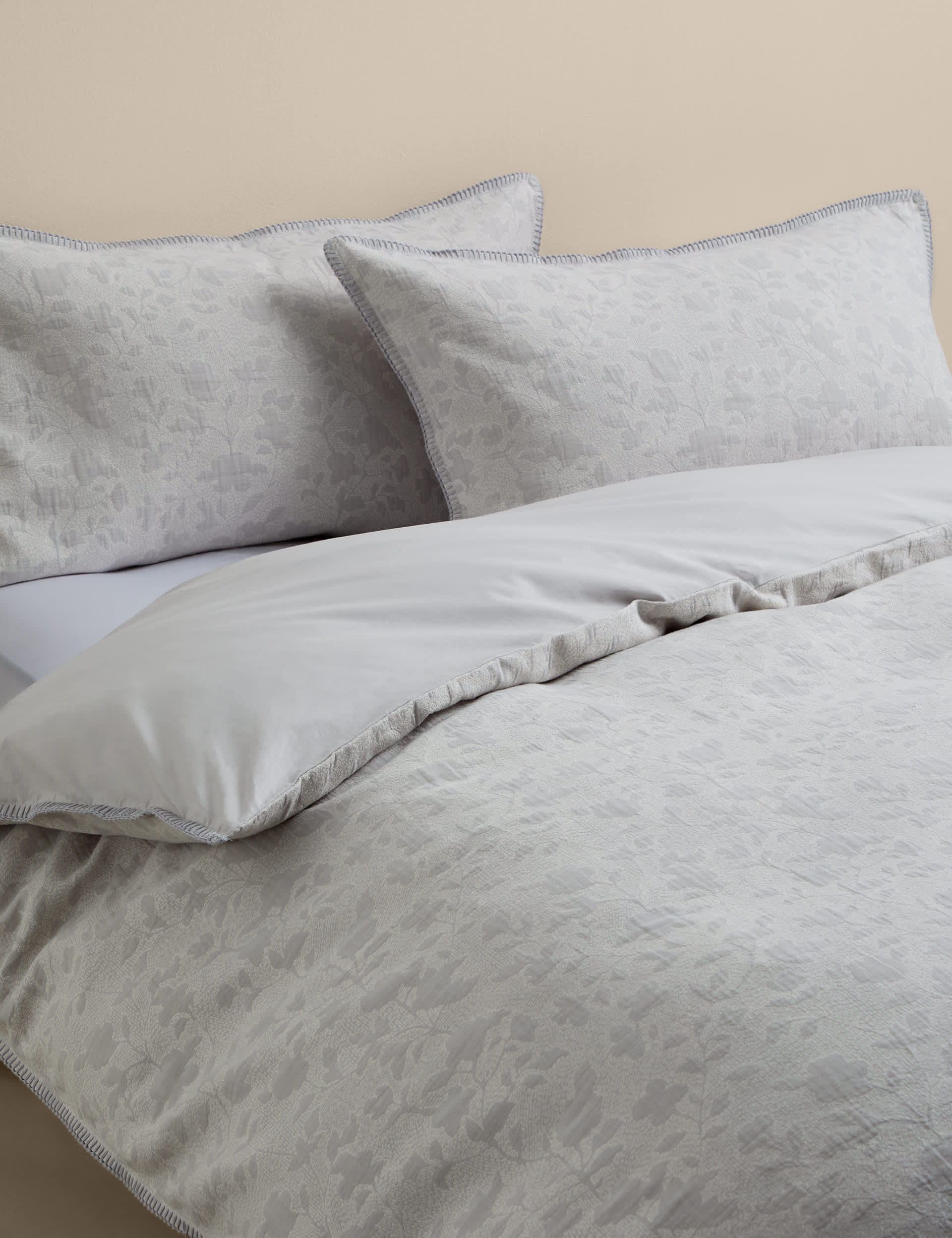 pure cotton woodblock floral jacquard bedding set (British brand)