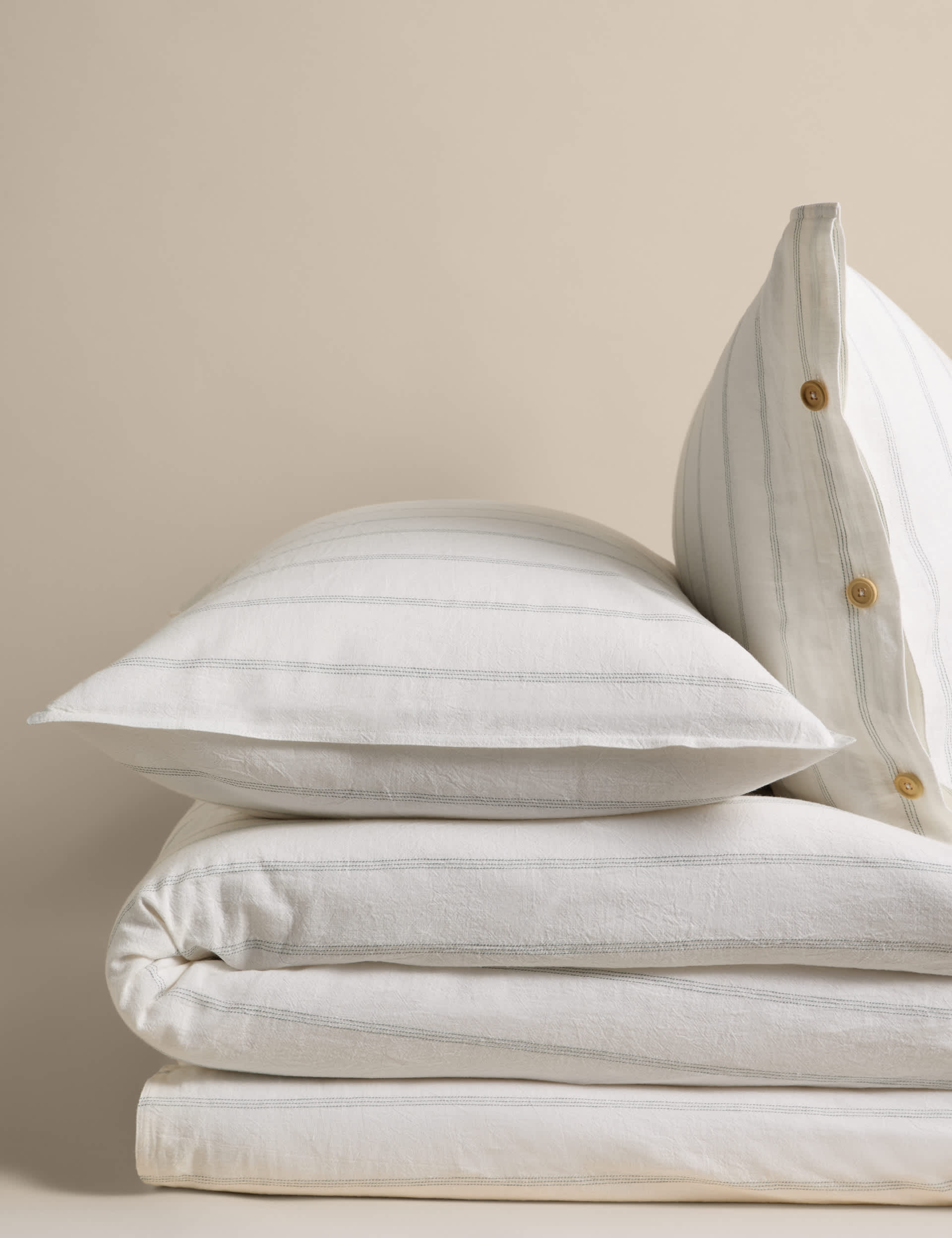 Linen rich striped jacquard bedding set, imported from the UK