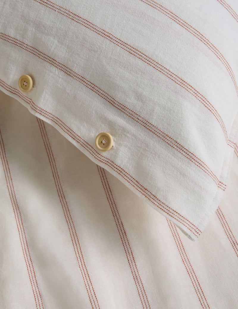 Linen rich striped jacquard bedding set, imported from the UK