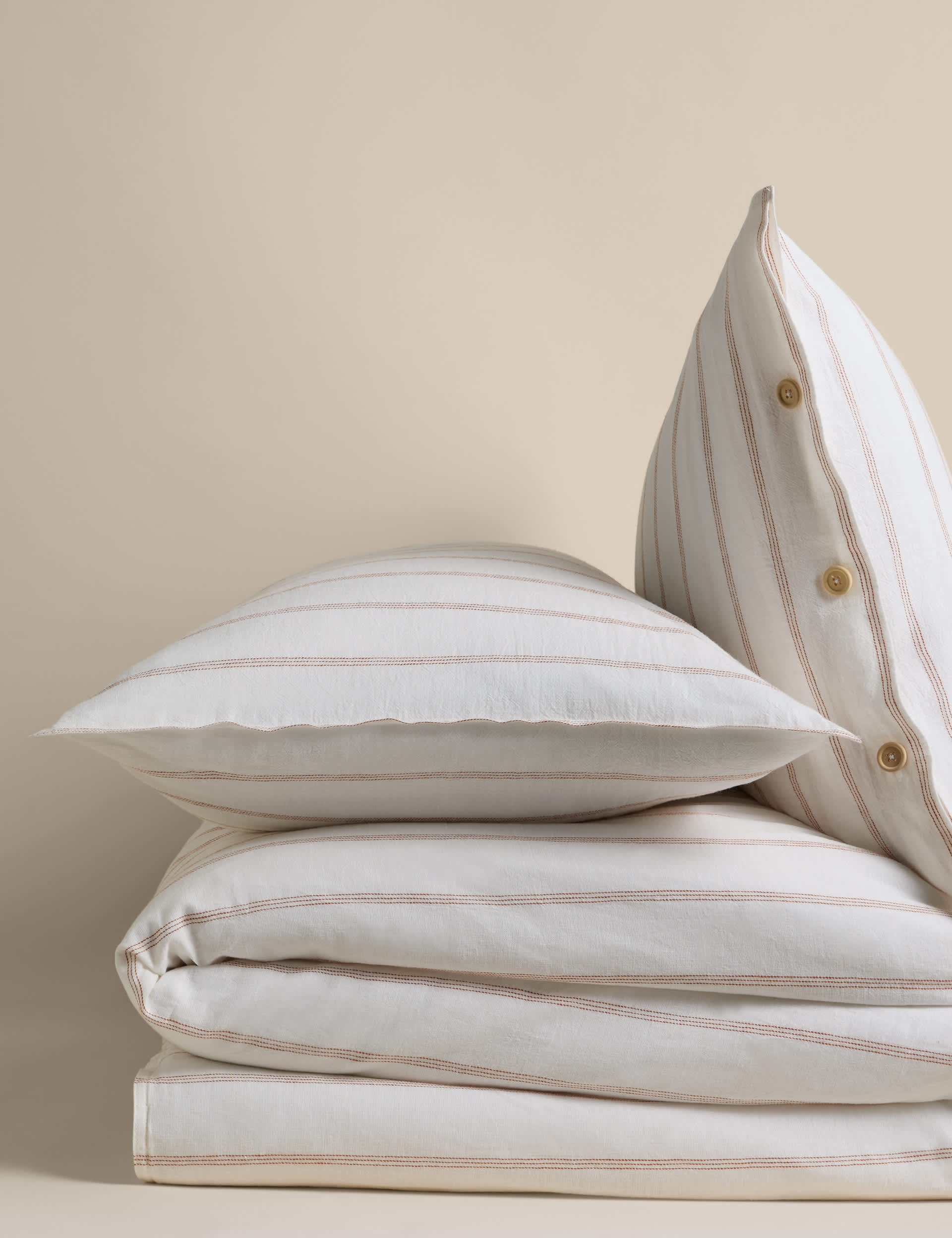Linen rich striped jacquard bedding set, imported from the UK