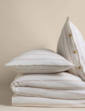 Linen rich striped jacquard bedding set, imported from the UK