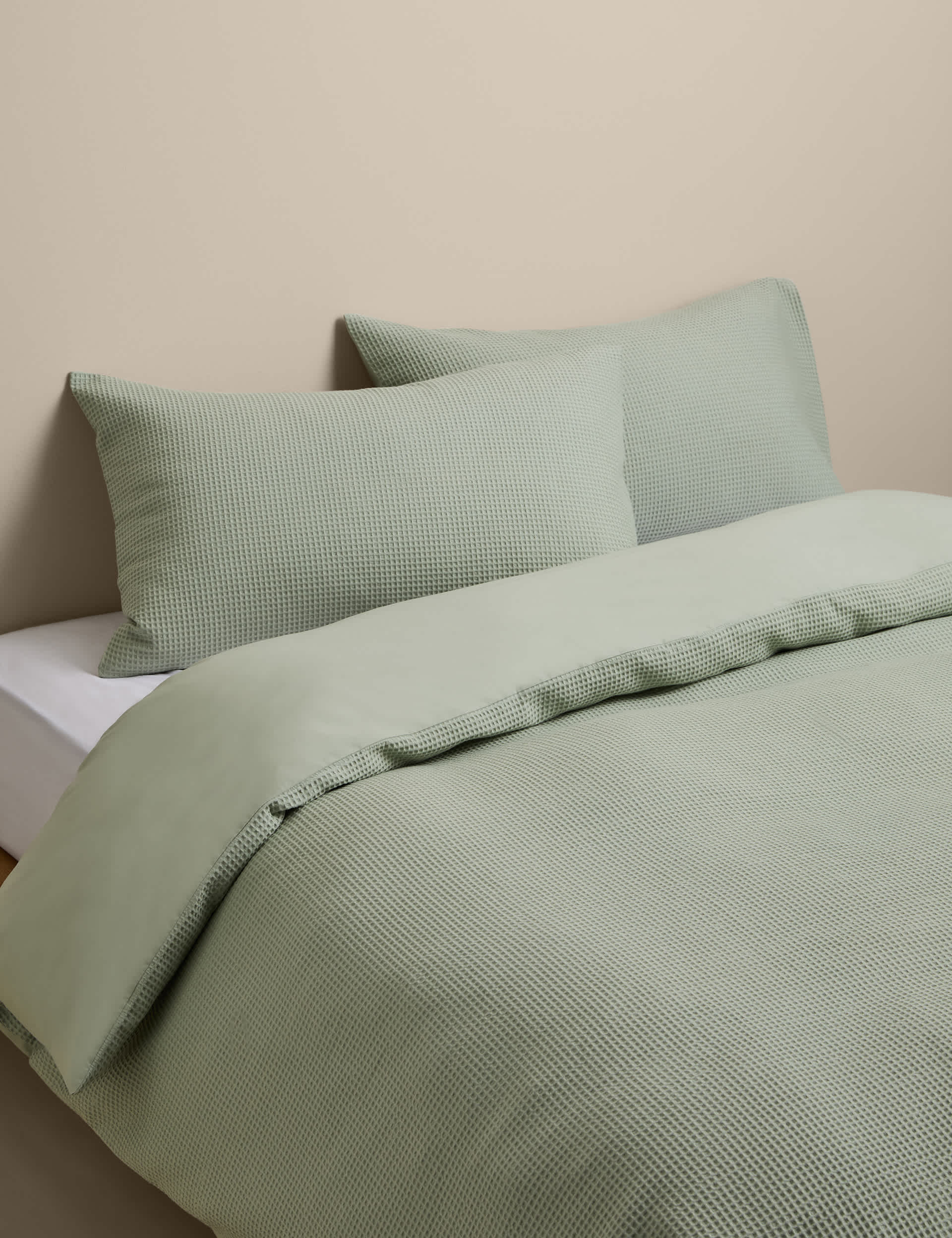 M&S Washed Cotton Waffle Bedding Set