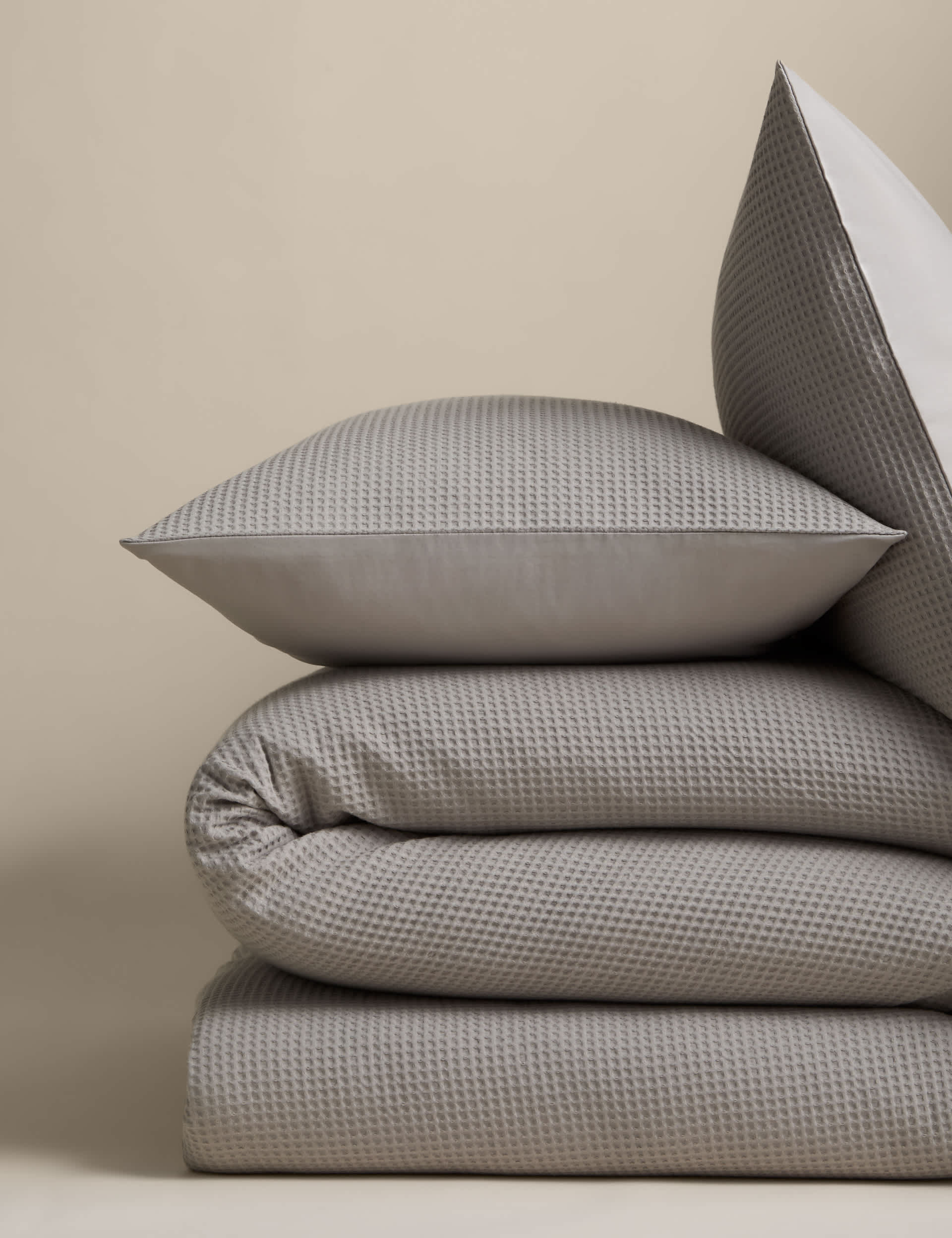 Soft washed cotton waffle bedding set, 100% cotton (British brand)