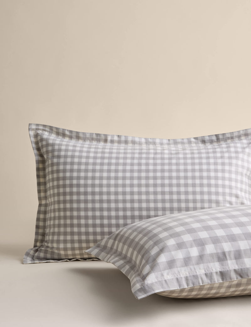 Pure cotton gingham reversible bedding set (British brand)
