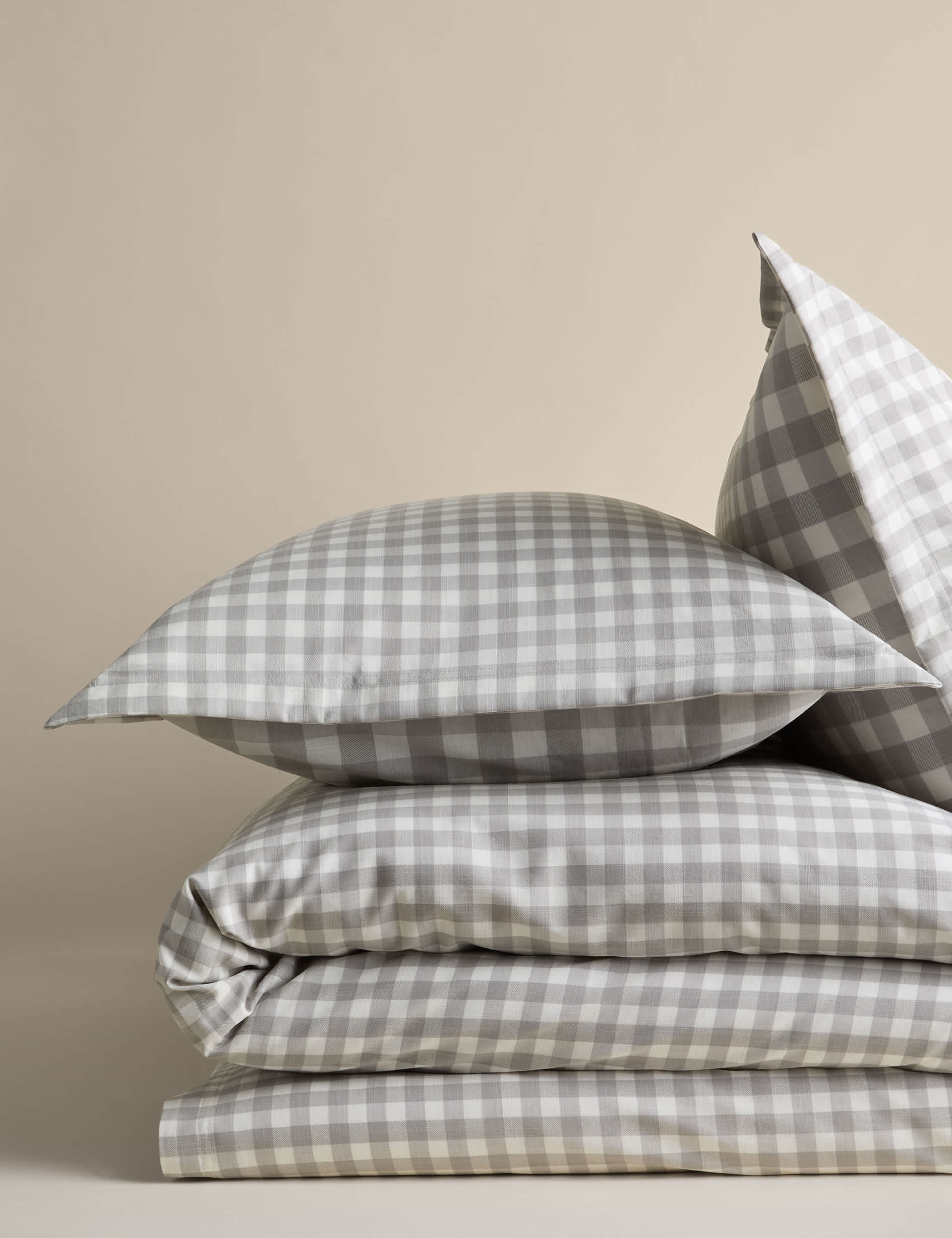 Pure cotton gingham reversible bedding set (British brand)