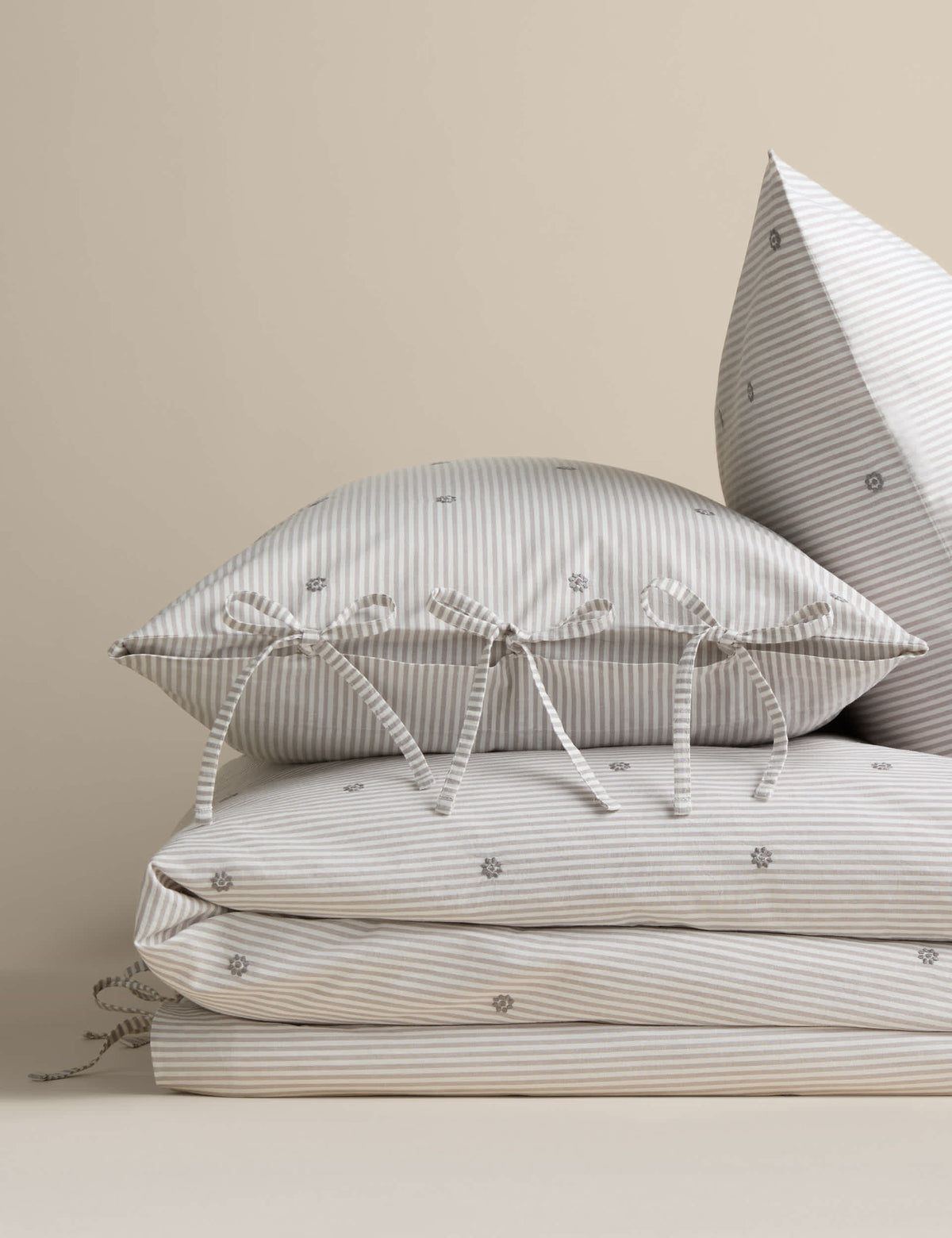 Pure Cotton Striped Embroidered Bedding Set