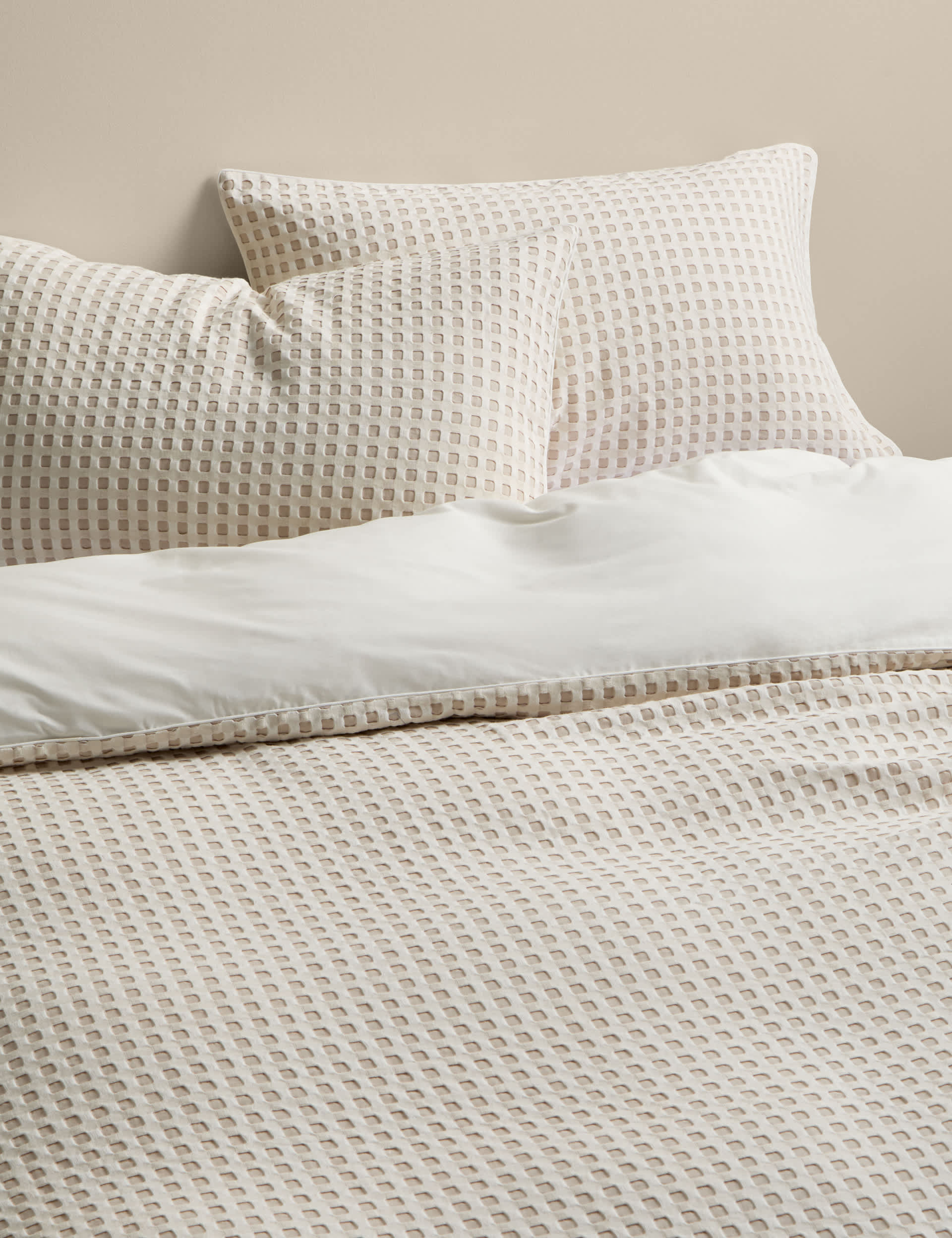 Pure cotton waffle bedding set with zip fastening - British product