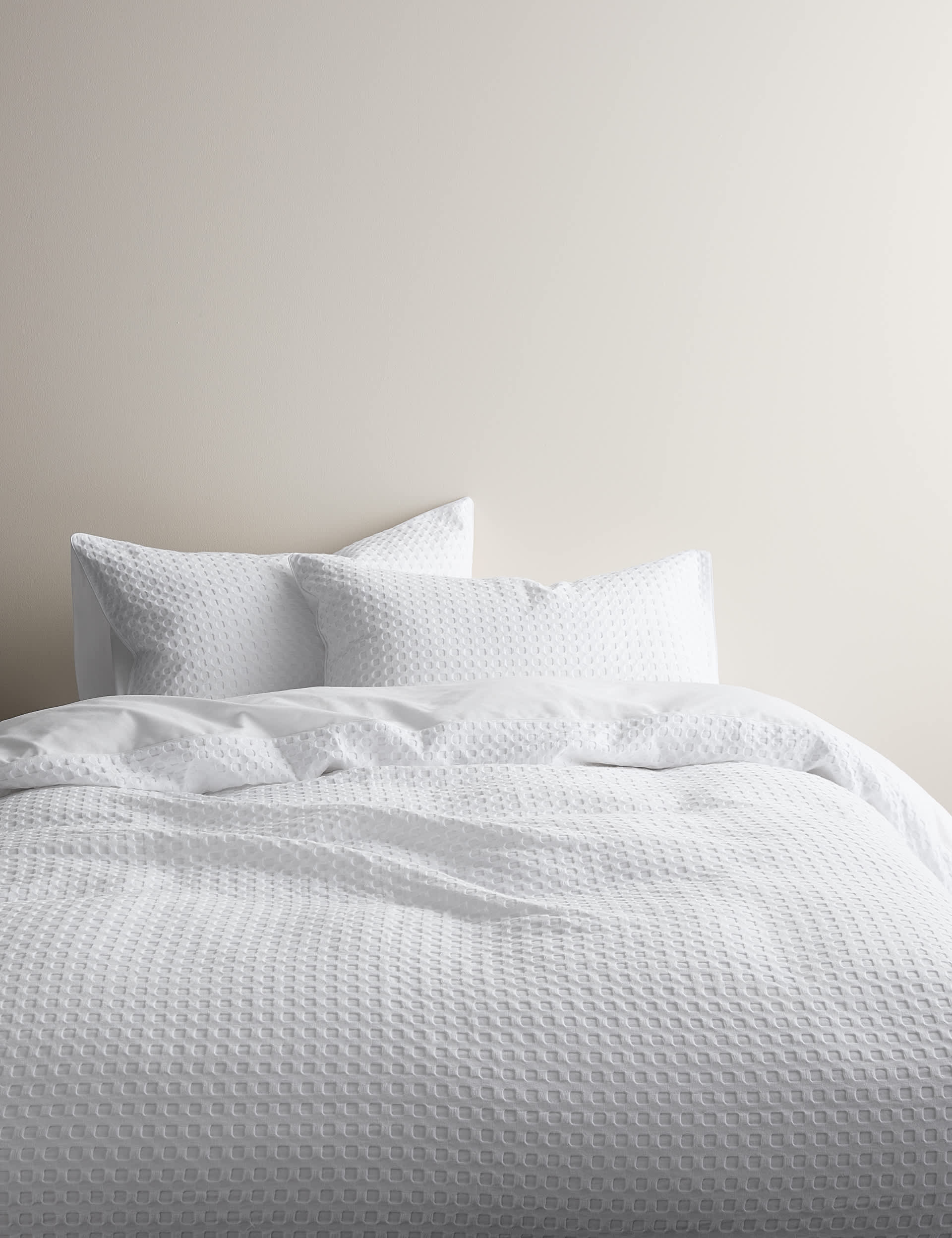 Pure cotton waffle bedding set with zip fastening - British product