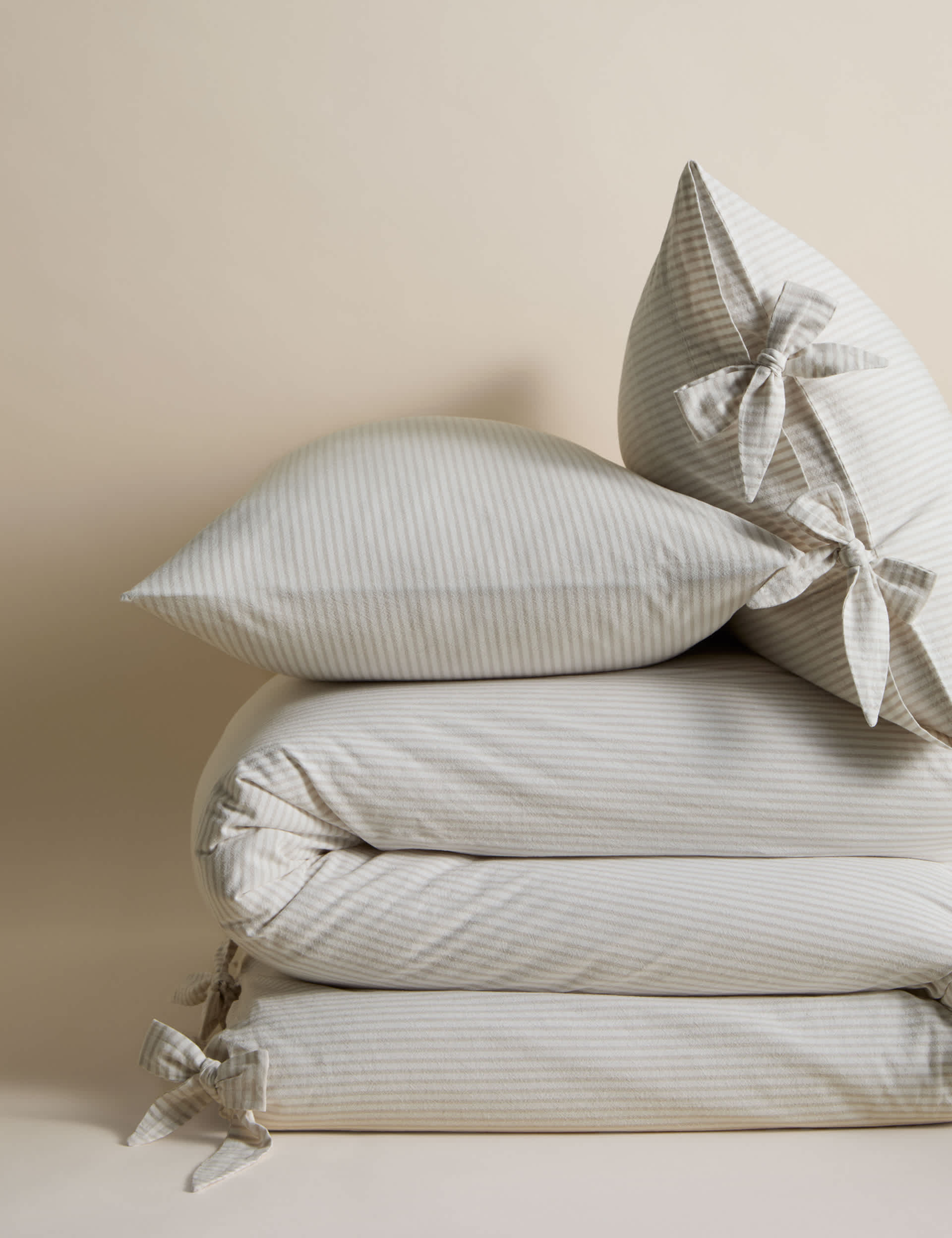 Pure cotton striped tie bedding set - British product