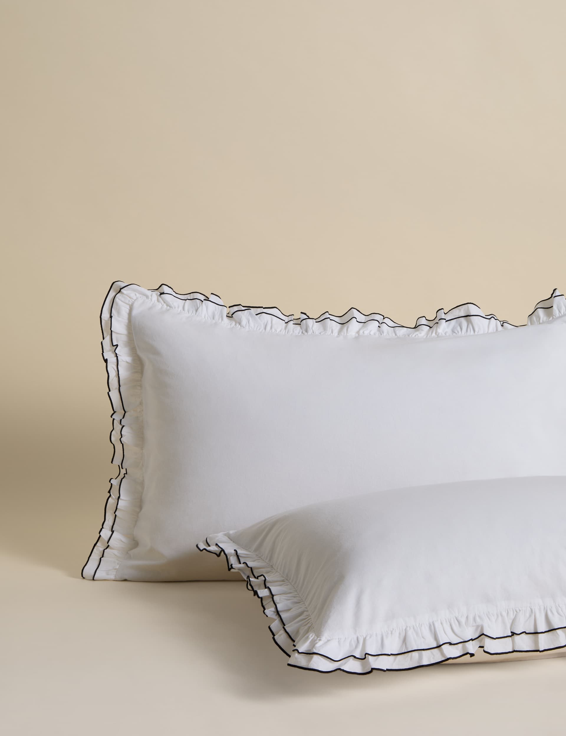 Pure cotton contrast double ruffle bedding set, UK version