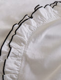 Pure cotton contrast double ruffle bedding set, UK version