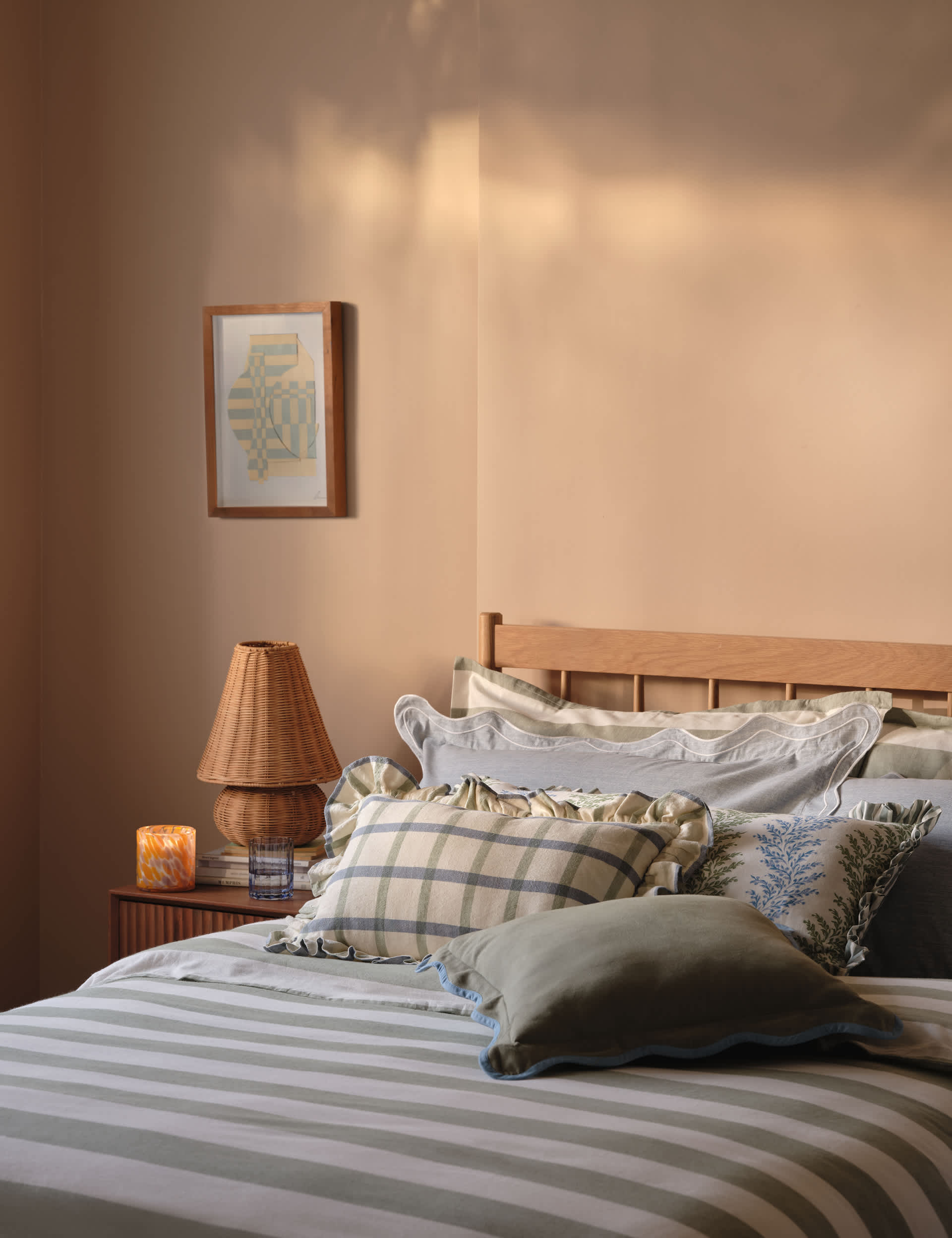 Linen blend striped bedding set, imported from the UK