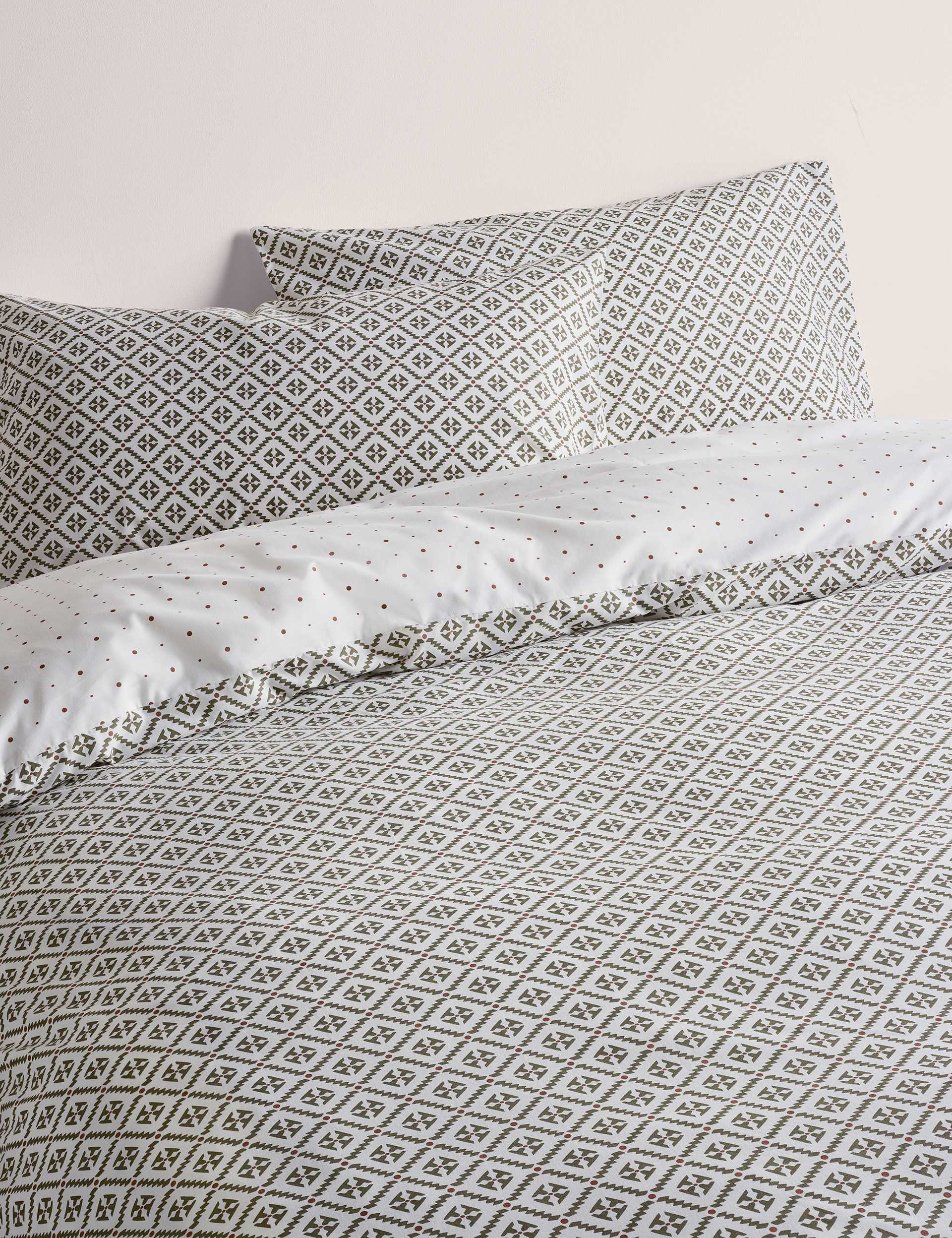 M&S Cotton Blend Geometric Tile Bedding Set