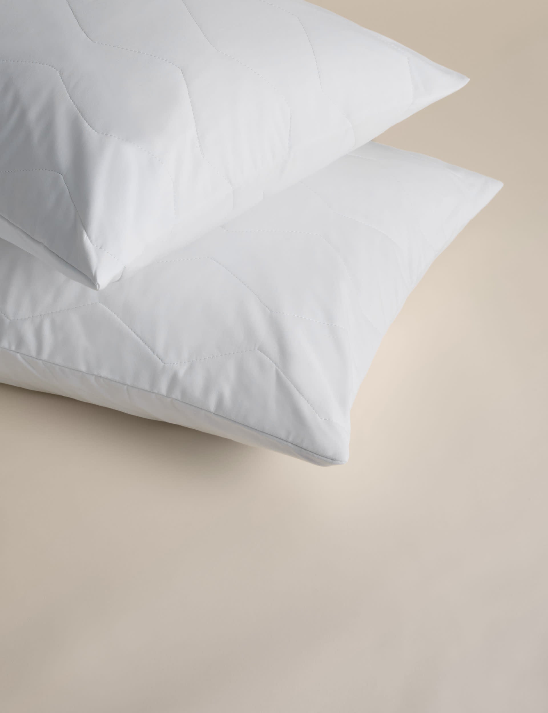 Pure cotton quilted pillow protectors pack of two, imported from the UK