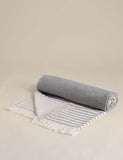 Pure cotton hammam beach towel with tasselled trims - British product